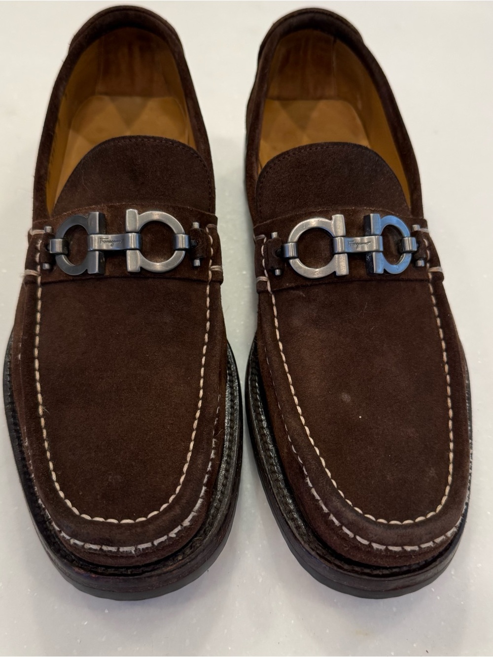 Ferragamo Men’s Brown Suede Gancini Bit Loafers Sz Mens 7 Wms 8.5 EUC - Picture 3 of 16